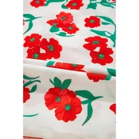 Red Floral Print Ruffled Puff Sleeve Elegant Summer Shirt - S thumbnail