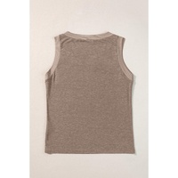 Simply Taupe Ribbed V Neck Tank - L thumbnail