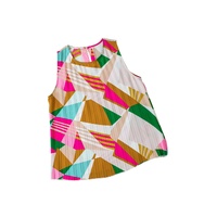 Multicolour Geometric Printed Pleated Shift Tank Top - S thumbnail