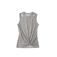 Gray Striped Cutout Twist Front Tank Top - S thumbnail