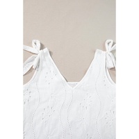 White Embroidery Patterned Knotted Straps V Neck Tank Top - XL thumbnail