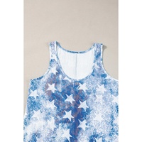 Blue Vintage Washed Flag Print Shift Tank Top - L thumbnail