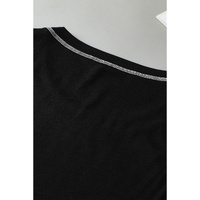 Black Contrast Stitch Round Neck Sleeveless Top - M thumbnail