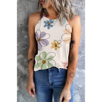 Beige Sweet Floral Tank Top - M thumbnail