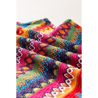 Yellow Ethnic Wavy Pattern Round Neck Sleeveless Top - S thumbnail