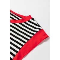 Black Stripe Colorblock Edge Round Neck Tank Top - XL thumbnail