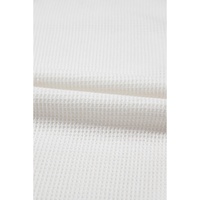 White Solid Color Waffle Knit Half Buttons Tank Top - L thumbnail