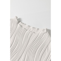 White Solid Color Wavy Textured Round Neck Tank Top - M thumbnail