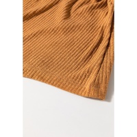 Straw Yellow Ribbed Front Knot Buttoned Thin Strap Tank Top - L thumbnail