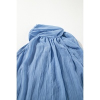 Myosotis Textured Pleated Tied Mock Neck  Flowy Tank Top - L thumbnail