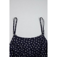 Blue Floral Print Spaghetti Strap Buttoned V Neck Tank Top - L thumbnail