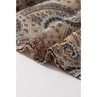 Khaki Paisley Printed Spaghetti Strap V Neck Smocked Babydoll Tank Top - L thumbnail