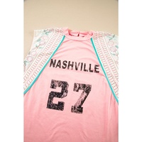 Light Pink Vintage Nashville Printed Patchwork Tank Top - L thumbnail