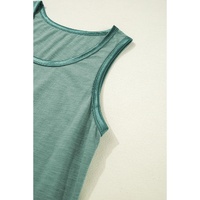 Mist Green Metallic Sheen Edge Scoop Neck Tank Top - L thumbnail