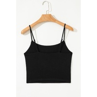 Black Spaghetti Strap Skinny Fit Cropped Tank Top - L thumbnail