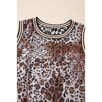 Multicolour Cheetah Checkered Dual Print Reversible Round Neck Mesh Tank Top - L thumbnail