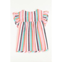 Azura Exchange Striped Tiered Ruffle Cap Sleeve Top - XL thumbnail