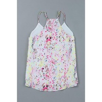 Multicolor Floral Print Spaghetti Straps Tank Top - XL thumbnail