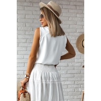 White V Neck Knotted Shoulder Vest - L thumbnail