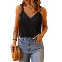 Azura Exchange Black V Neck Knotted Shoulder Vest - M thumbnail