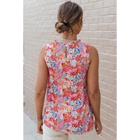 Multicolor Floral Print Relaxed Tank Top - L thumbnail