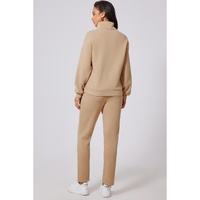 Parchment Solid Half Button Sweatshirt and High Waist Sweatpants Set - 2XL thumbnail