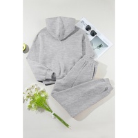 Gray Solid Exposed Seams Hoodie and Joggers Activewear Set - S thumbnail