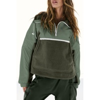 Azura Exchange Fleece Patchwork Color Block Zip Funnel Neck Sweatshirt - 2XL thumbnail