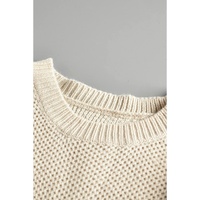 Black Color Block Netted Texture Pullover Sweater - M thumbnail