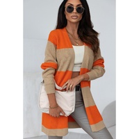 Azura Exchange Orange Colorblock Ribbed Knit Cardigan - L thumbnail