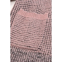 Pink Chunky Waffle Knit Oversized Collar Cardigan - L thumbnail