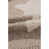 Khaki Sherpa Star Pattern Textured Sweater Cardigan with Pockets - L thumbnail