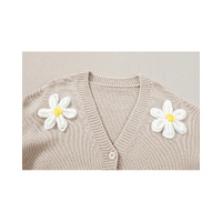 Parchment Elegant Flower Decor Button Front Cardigan - L thumbnail