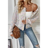 White Multicolor Confetti Sweater Cardigan - L thumbnail
