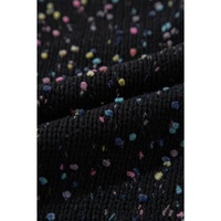 Black Rhinestone Decor Multicolor Confetti Sweater Cardigan - L thumbnail