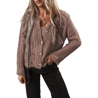 Goat Cut Out Textured Knit Buttoned Cardigan - L thumbnail