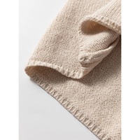 Beige Side Pockets Open Front Long Knitted Cardigan - M thumbnail