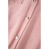 Sepia Rose Textured Knit Pearl Beaded Button Up Cardigan - L thumbnail