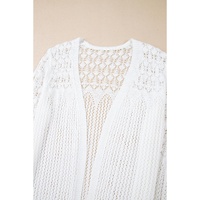 White Crochet Hollow Out Open Front Cardigan - XL thumbnail