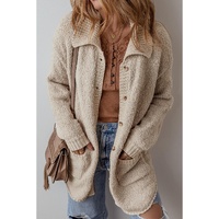 Jet Stream Collared Drop Shoulder Button Up Cardigan with Pocket - L thumbnail