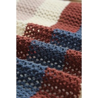 Blue Striped Color Block Hollowed Knit Cardigan - S thumbnail