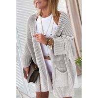 Gray Oversized Fold Over Sleeve Sweater Cardigan - M thumbnail