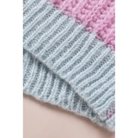 Pink Contrast Striped Open Front Cable Cardigan - L thumbnail