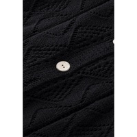 Azura Exchange Black Hollow-out Openwork Knit Cardigan - M thumbnail