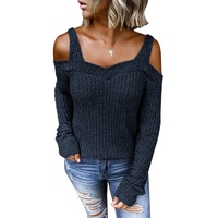 Dark Blue Dew Shoulder Juliette Knitted Sweater - S thumbnail