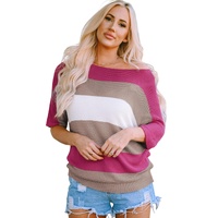 Azura Exchange Half Sleeve Contrast Stripe Knit Sweater - S thumbnail