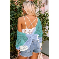 Azura Exchange Eyelet Long Sleeve Twisted Back Knit Top - S thumbnail