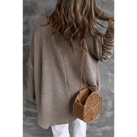 Gray Slouchy Dolman Sleeve High Low Sweater - L thumbnail