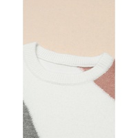 Gray Colorblock Ribbed Trim Round Neck Sweater - XL thumbnail