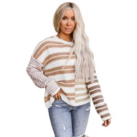 Stripe Blocked Drop Shoulder Slouchy Sweater - M thumbnail